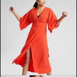 Athleta Womens Calistoga Wrap Coverup Dress Size S Red